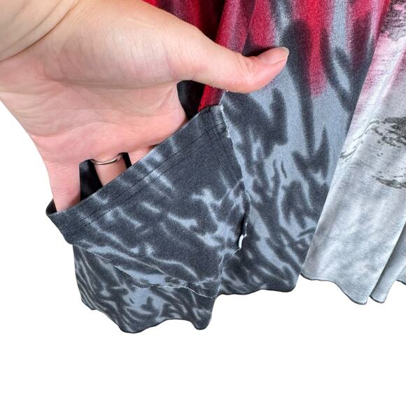 Parsley & Sage Red Gray Patterned Rayon Stretchy Lightweight Open Vest Size 2X - Picture 3 of 5